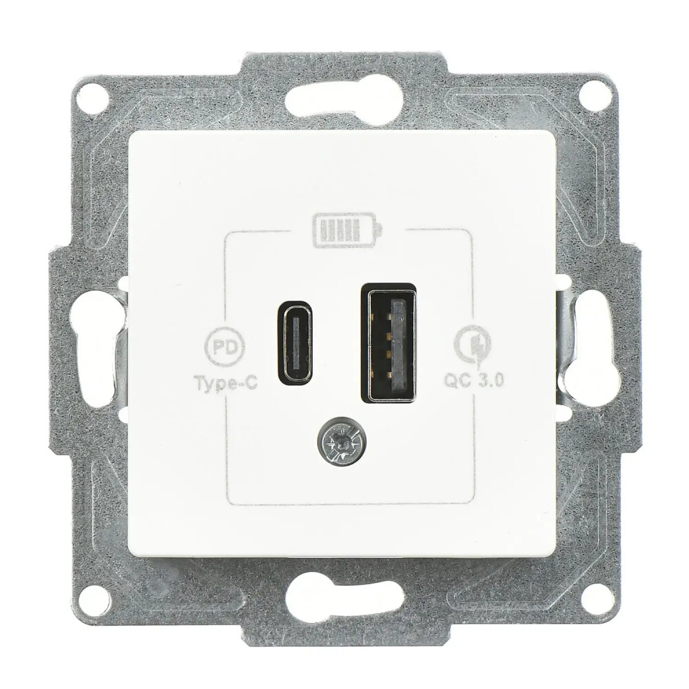 Eqona / Radius / Neoline 2 Çıkışlı USB Şarj Prizi, 20W, Type C + Type A, Beyaz (Mekanizma + Tuş/Kapak) - Günsan