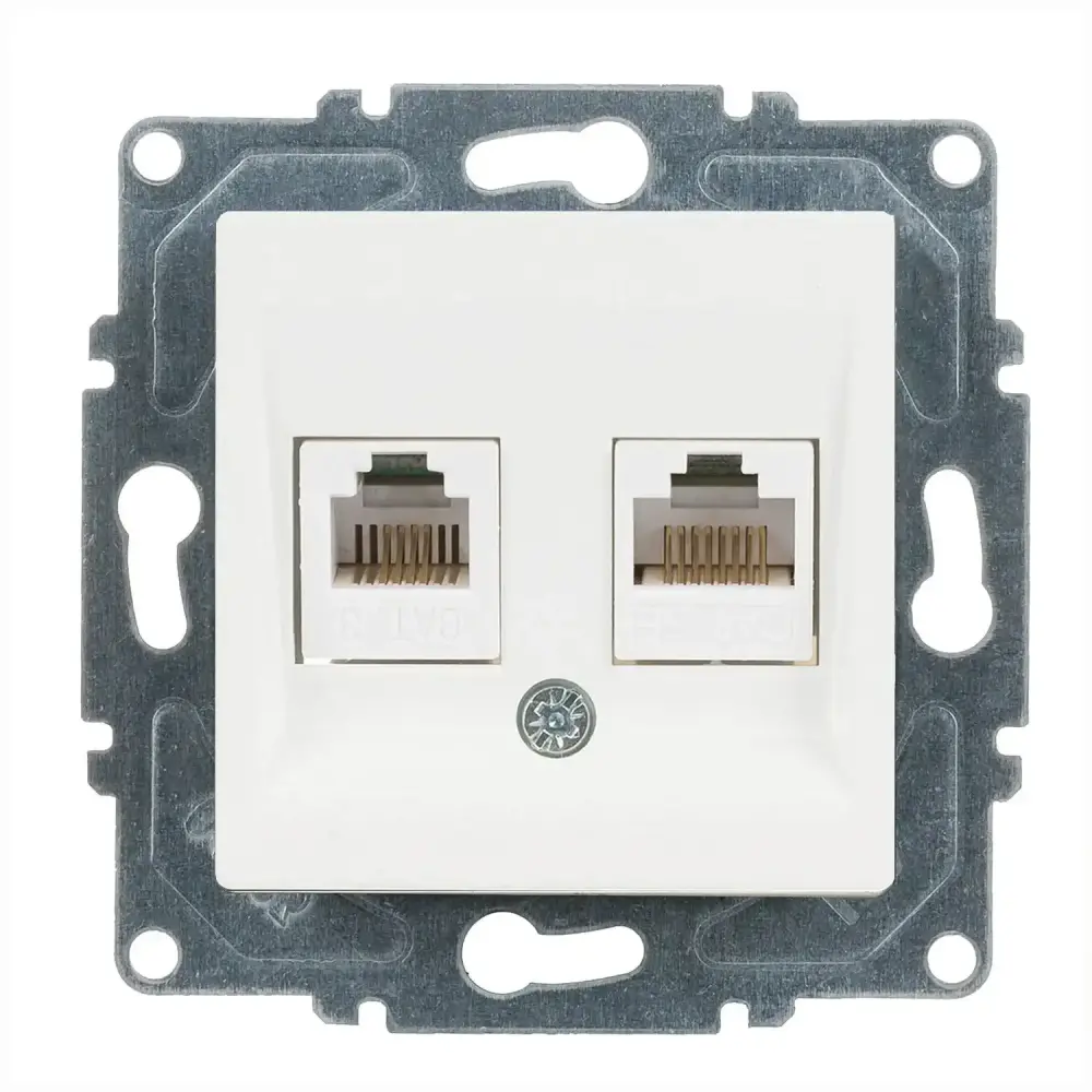 Eqona / Radius / Neoline Data + Nümeris Telefon Prizi (RJ45 Cat5E + Cat3), Beyaz (Mekanizma + Tuş/Kapak) 