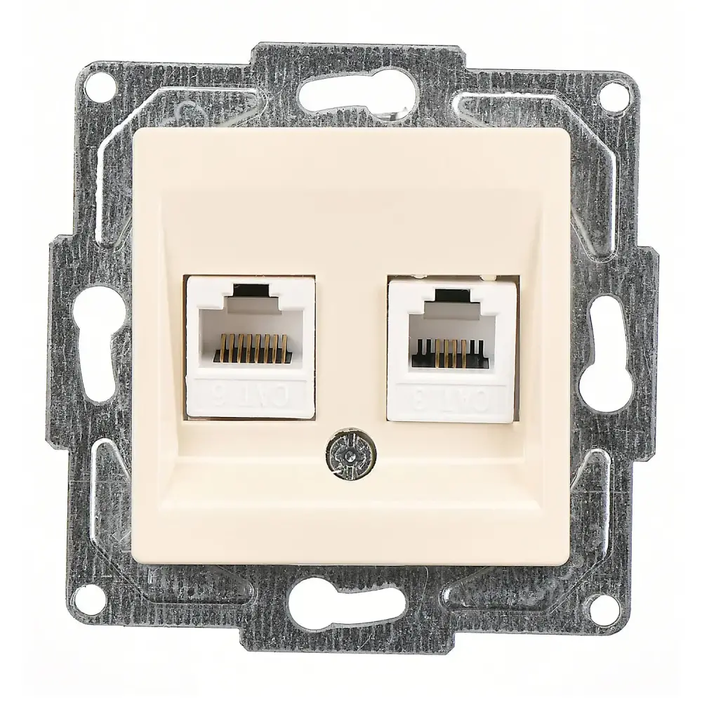 Eqona / Radius / Neoline Data + Nümeris Telefon Prizi (RJ45 Cat6 + Cat3), Krem (Mekanizma + Tuş/Kapak) 