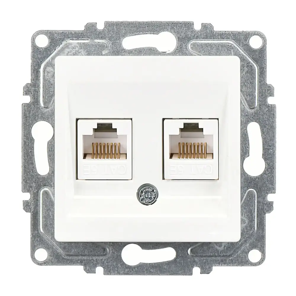 Eqona / Radius / Neoline İkili Data Prizi (2 x RJ45 Cat5E), Beyaz (Mekanizma + Tuş/Kapak) 