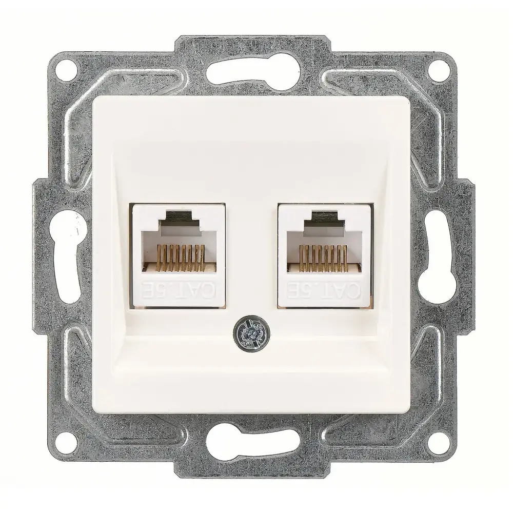 Eqona / Radius / Neoline İkili Data Prizi (2 x RJ45 Cat5E), Fildişi Beyazı (Mekanizma + Tuş/Kapak) 