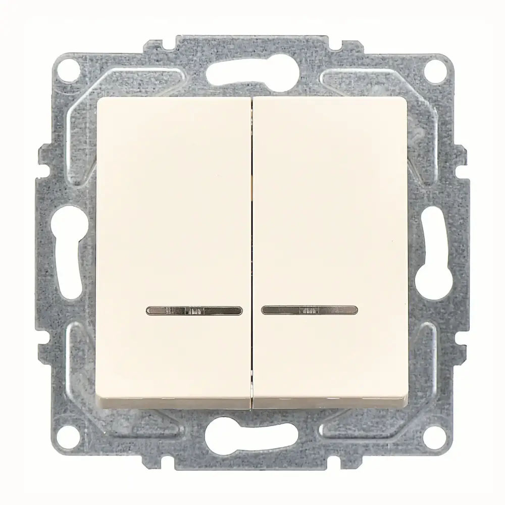 Eqona / Radius / Neoline Işıklı Komütatör, Krem (Mekanizma + Tuş/Kapak) - 1