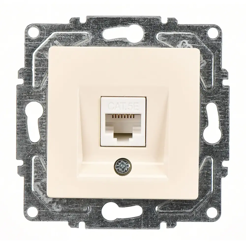 Eqona / Radius / Neoline Tekli Data Prizi (RJ45 Cat5E), Krem (Mekanizma + Tuş/Kapak) 