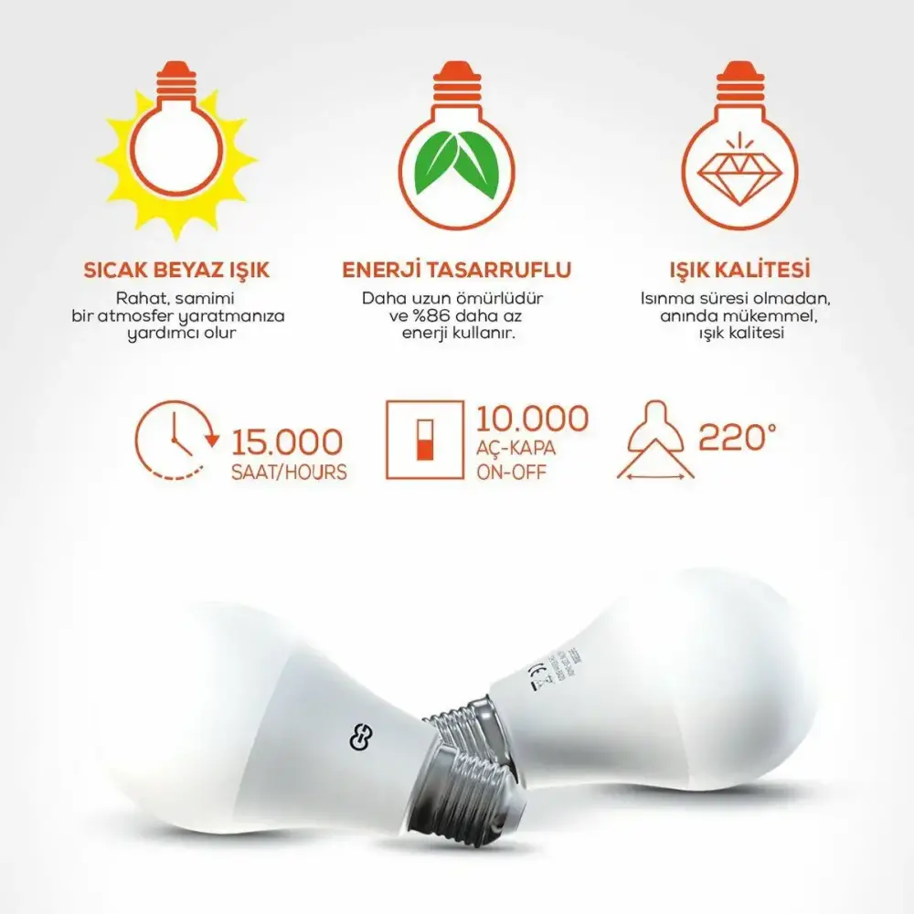 Valta LED Ampül 220-240V 3000K E27 15W - 2